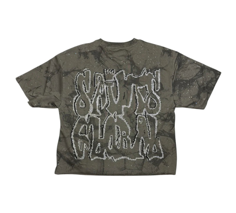 BKYS 'Faith' Cropped Rhinestone T-Shirt (Grey) T13857