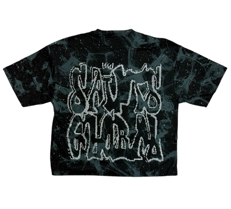 BKYS 'Faith' Cropped Rhinestone T-Shirt (Black) T13857