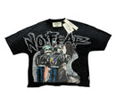 BKYS 'No Fear' Cropped Rhinestone T-Shirt (Black) T1385
