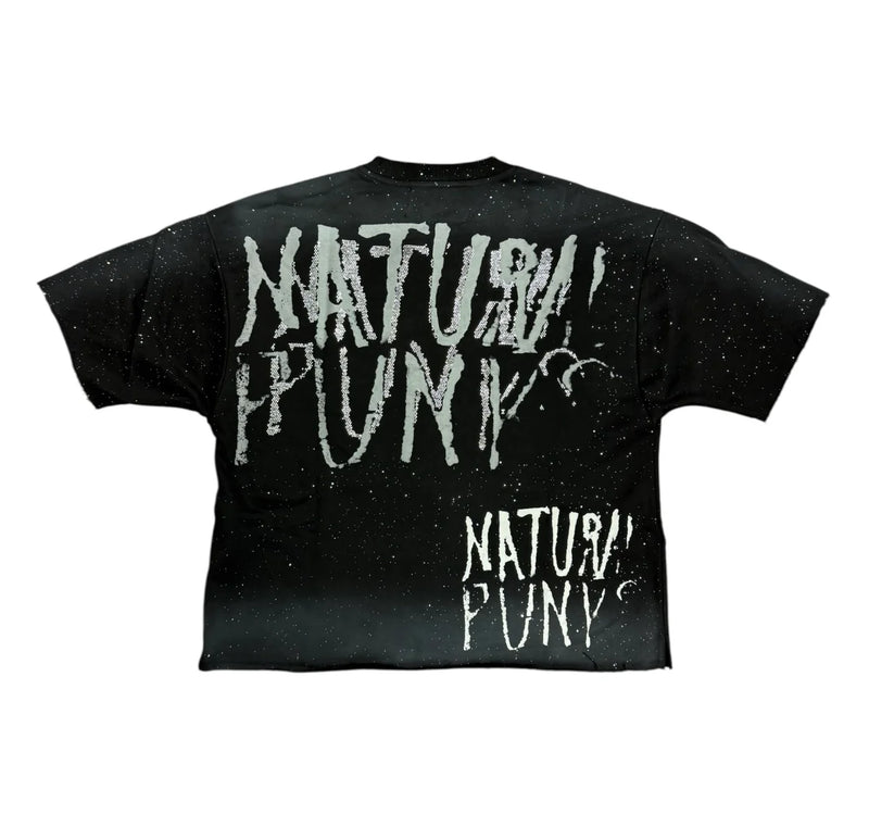 BKYS 'No Fear' Cropped Rhinestone T-Shirt (Black) T1385