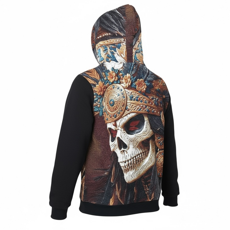 Black Pike 'Saint Native Skull' Tapestry Hoodie (Black) FB2550
