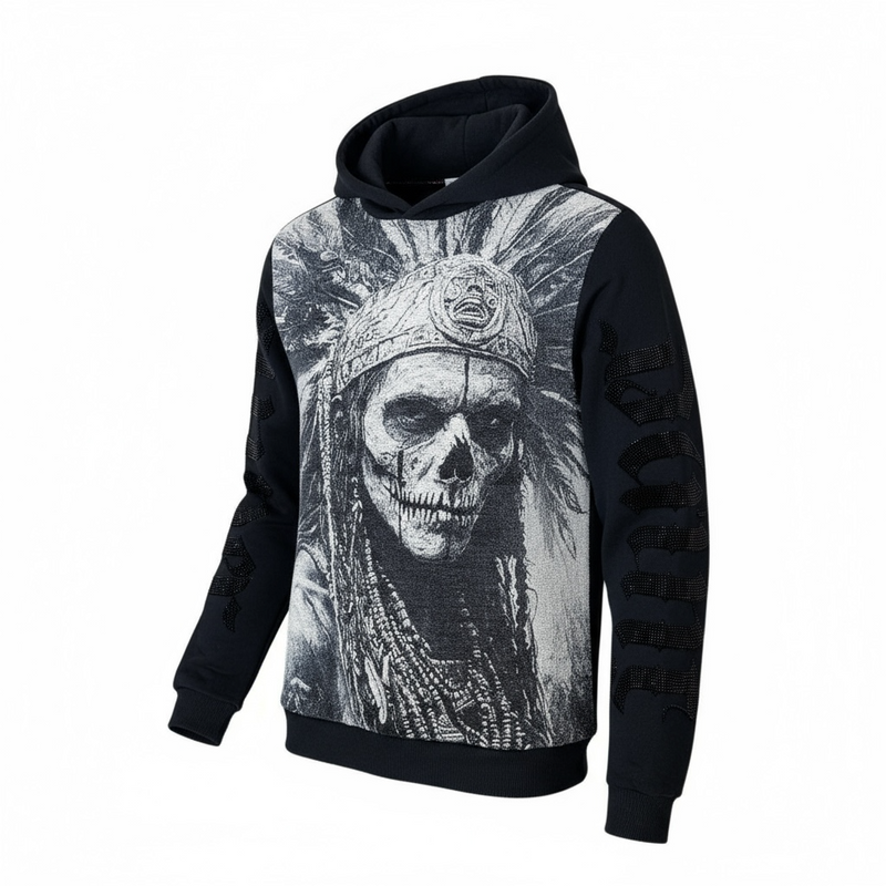 Black Pike 'Saint Skull' Tapestry Hoodie (Black) FB2554
