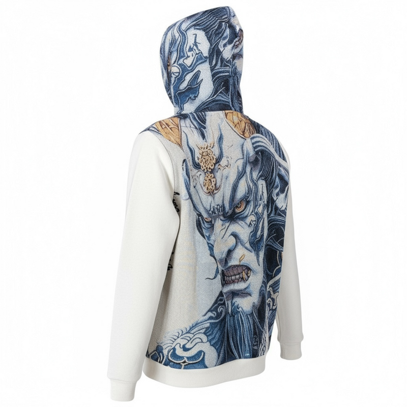 Black Pike 'Saint Oni' Tapestry Hoodie (Natural) FB2552