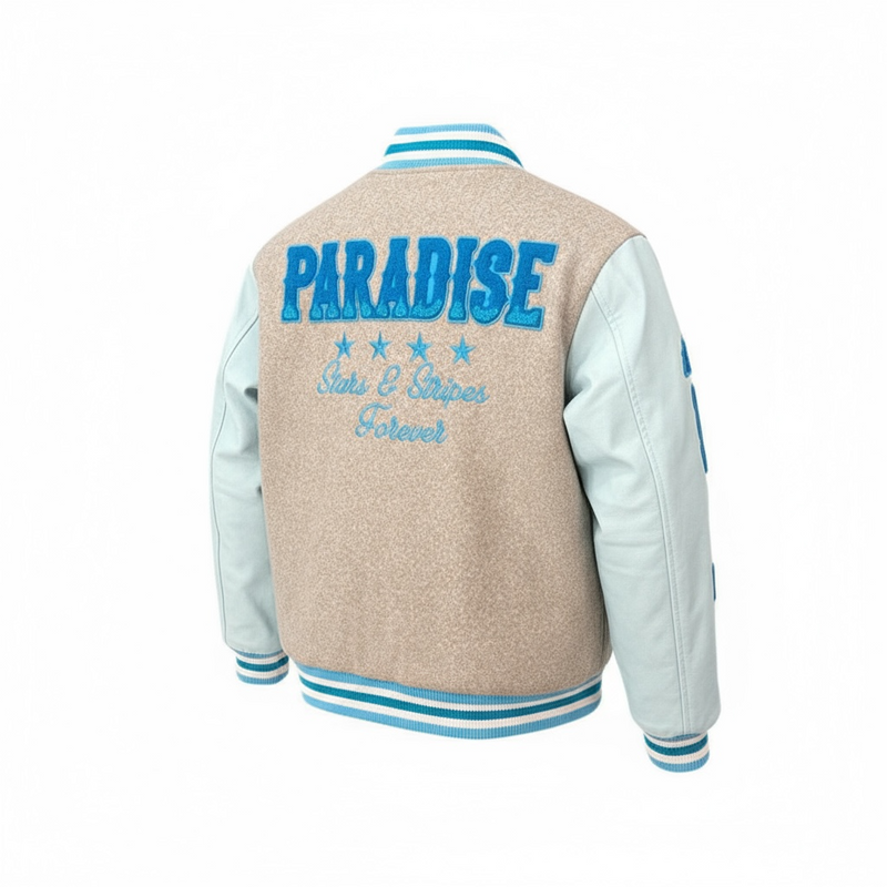 Rebel Minds Kids 'Fearless Soul' Melton Varsity Jacket (H.Grey) 852-B561