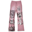Rare Peace 'Mad World' Rhinestone Flared Sweatpants (Dust Pink) RP5043 - FRESH N FITTED