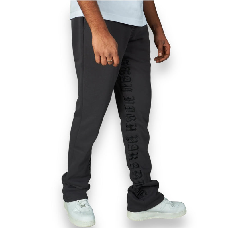 Rebel Minds 'Stay High' Stacked Fleeced Sweat Pants (Charcoal) 100-491 - FRESH N FITTED