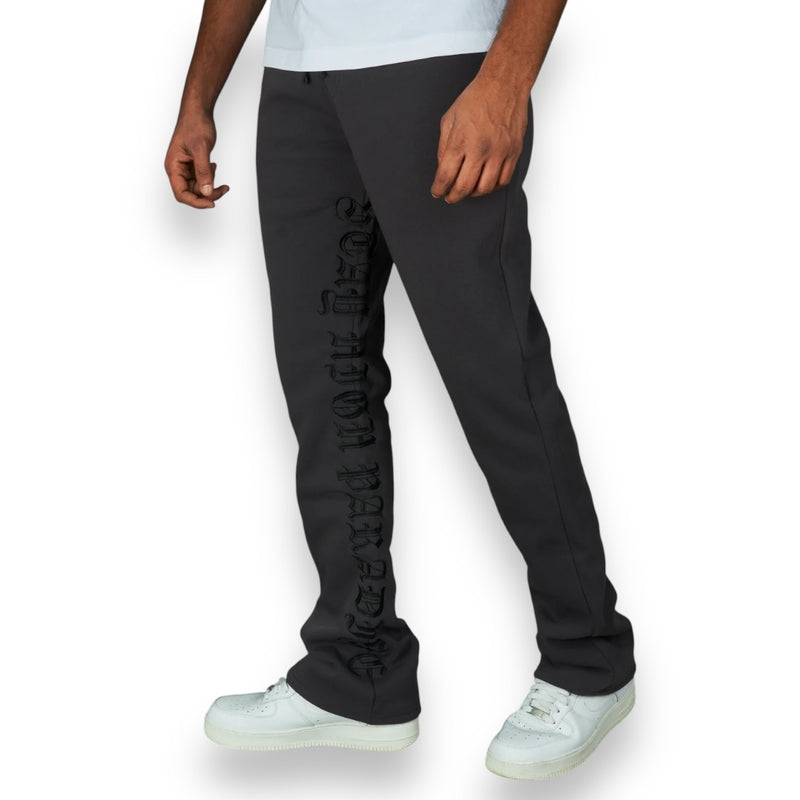 Rebel Minds 'Stay High' Stacked Fleeced Sweat Pants (Charcoal) 100-491 - FRESH N FITTED