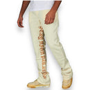 Rebel Minds 'Stay High' Stacked Fleeced Sweat Pants (Cream) 100-491 - FRESH N FITTED