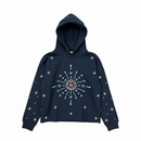 Focus Starburst Crystal cropped hoodie black 80772S