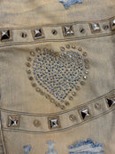 Focus 'Heart Breaker' Distressed Stacked Rhinestone Denim (Vintage) 2582C