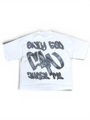 Silent Verse ‘Only God Can Judge Me’ Oversized Cropped T-Shirt (White)