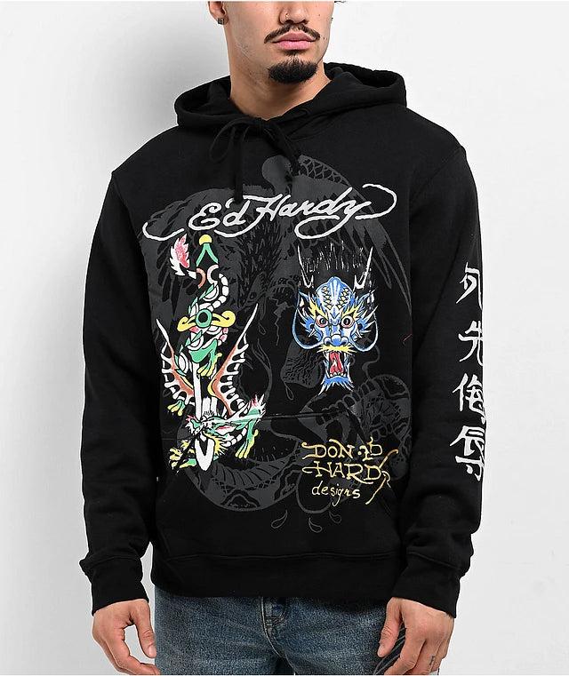Ed Hardy 'Dragon' Hoodie (Black) EHM1300-67 - FRESH N FITTED