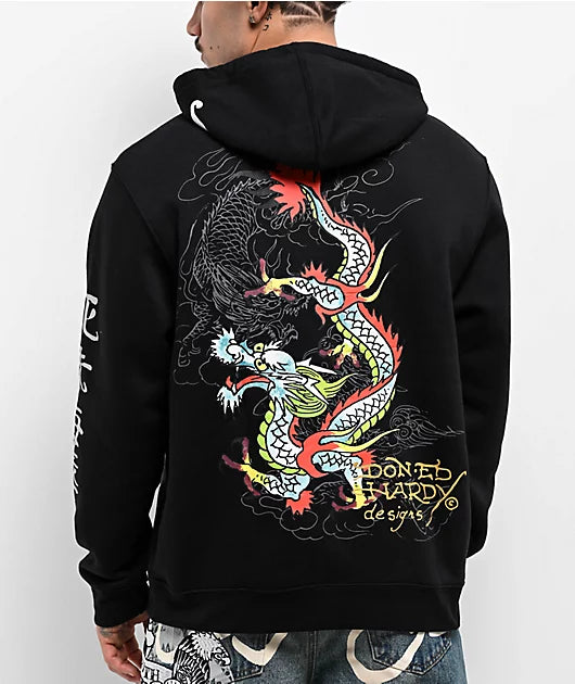 Ed Hardy 'Dragon' Hoodie (Black) EHM1300-67 - FRESH N FITTED