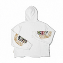VOYAGE STUDIO 'Dragon' Rip & Tear Terry Cropped Hoodie (White) 53J10