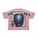 Rare Peace 'Mask' Oversized Rhinestone Cropped T-shirt (Dust Pink) RT6004 - FRESH N FITTED