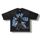 Inner Peace 'Born From Pain' Cropped Rhinestone T-Shirt (Washed Black) - FRESH N FITTED