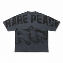 Rare Peace 'No Faith' Oversized Rhinestone Cropped T-Shirt (Dark Grey) RT6064