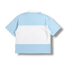 Majestik 'Champion' Rhinestone Rugby Patched Polo Shirt In Light Blue