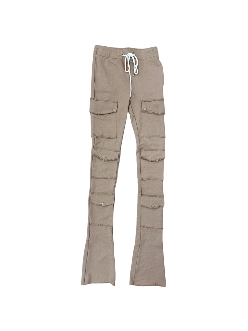Sublimez 'F.Terry' Multi Pocket Stacked Sweat Pants (Brown) FL2381 - Fresh N Fitted Inc
