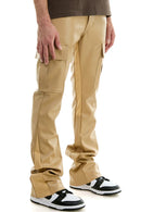 KDNK PU Stacked Skinny Flare Pants In Tan KNB3330 - FRESH N FITTED