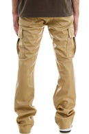 KDNK PU Stacked Skinny Flare Pants In Tan KNB3330 - FRESH N FITTED