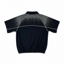 Black Kindred rhinestone nylon zip-up shirt with fitted design and front zipper, stylish and trendy for casual wear.
