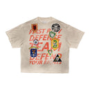 First Row ‘Logo All Over’ Cropped T-Shirt (Tan) FRM3030A - FRESH N FITTED