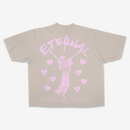 R3TRO WORLD 'Eternal Love' Garment Dye Drop Shoulder Tee (Khaki)