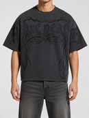 Rare Peace Dark Ages 2.0 oversized cropped T-shirt in dark grey, showing relaxed fit and soft fabric details.