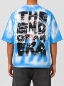 Rare Peace oversized ecru T-shirt with rhinestone "Trust No One" graphic, casual cropped fit, stylish and bold design.