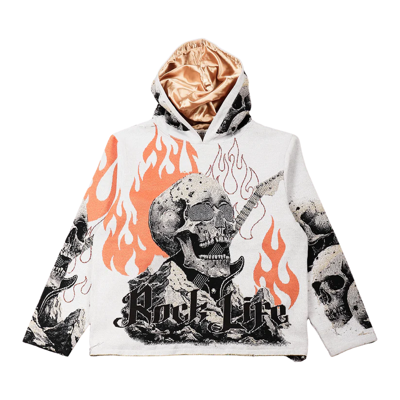 Majestik 'Rock Life' Tapestry Hoodie (Off White) TH2482 - FRESH N FITTED