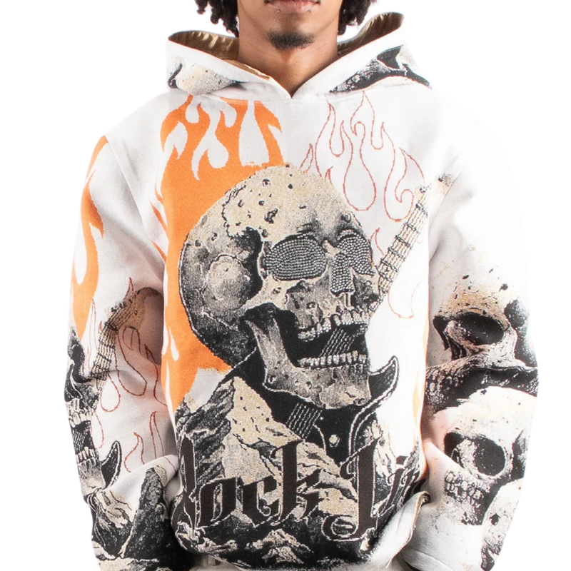 Majestik 'Rock Life' Tapestry Hoodie (Off White) TH2482 - FRESH N FITTED