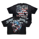 Rare Peace 'Save Our Souls' Oversized Rhinestone Cropped T-Shirt (Black) RT5050 - FRESH N FITTED