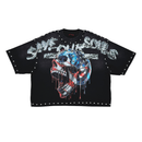 Rare Peace 'Save Our Souls' Oversized Rhinestone Cropped T-Shirt (Black) RT5050 - FRESH N FITTED