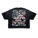 Rare Peace 'Save Our Souls' Oversized Rhinestone Cropped T-Shirt (Black) RT5050 - FRESH N FITTED