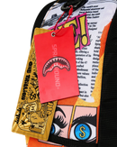 Sprayground Collage Of Fun backpack, colorful accessories bag with vibrant graphic design, casual style, on display in California.