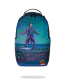 Sprayground DC Joker No Rules backpack with colorful Joker design, durable straps, and spacious main compartment for accessories.