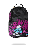 Sprayground Smurfs Shark Tag backpack featuring vibrant shark graphic and durable accessories, stylish and functional for everyday use.