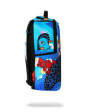 Sprayground Pac-Man official collab backpack featuring colorful Pac-Man design and adjustable straps, stylish accessories for everyday use.