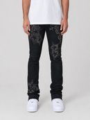 Smoke Rise 'Fashion' Rhinestone Stacked Flare Denim (Glow Black) JP25630