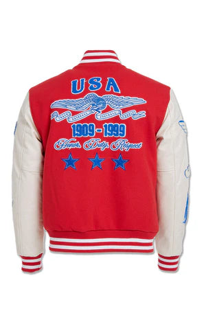 Jordan Craig 'All American' Varsity Jacket (Red) 91645 - FRESH N FITTED