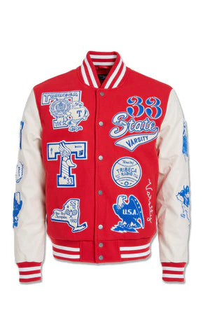 Jordan Craig 'All American' Varsity Jacket (Red) 91645 - FRESH N FITTED