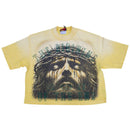 Rare Peace 'In The Beginning' Oversized Rhinestone Cropped T-shirt (Yellow) RT5061