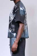 First Row ‘Y2K Tribal’ Cropped T-Shirt (Washed Black) FRM3024A - FRESH N FITTED