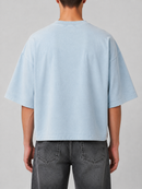Silent Verse Ascension oversized cropped T-shirt in light blue, casual fit with short sleeves and relaxed style.