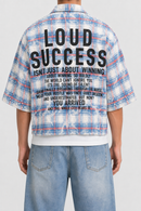 STORM88 RONIN Washed Flannel Crop Top Button Down Shirt In Blue ST8-011