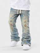 NOBLE Kids 'Outer Space' Premium Rhinestone Flared Denim in Vintage