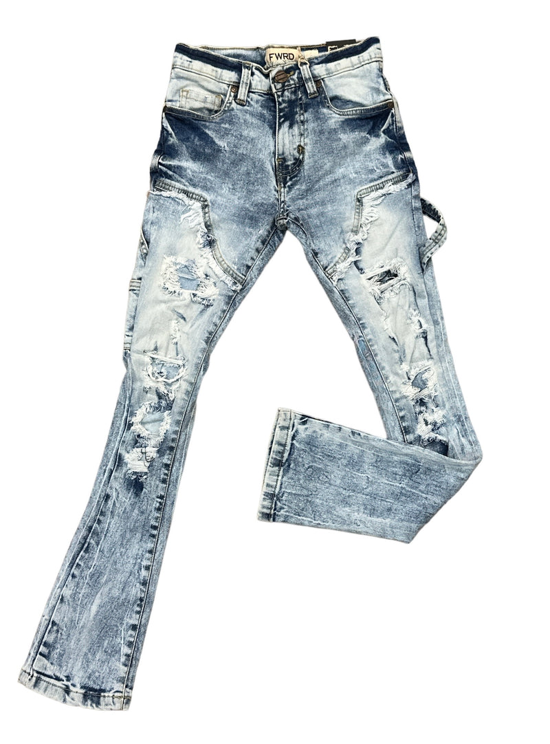 FWRD Kids 'Distressed Carpenter' Stacked Denim (Ice Blue) FW-33898K/LK - Fresh N Fitted Inc