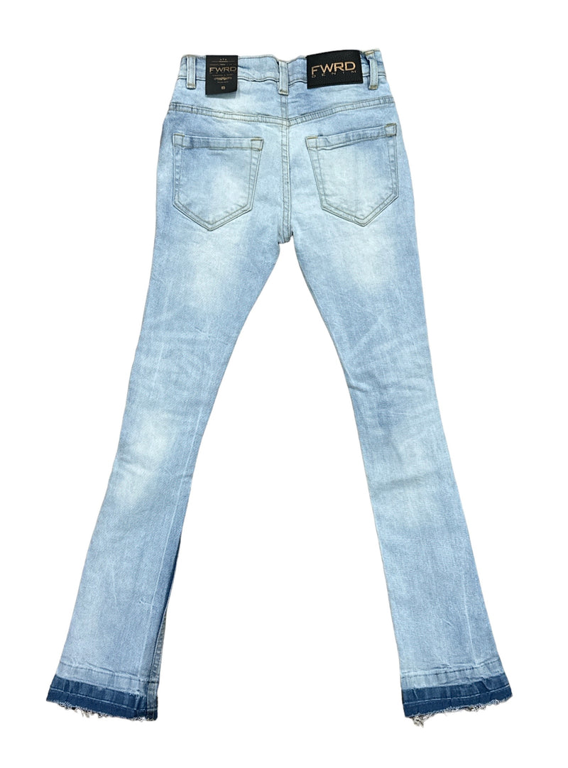 FWRD Kids 'Worn Down' Stacked Flare Denim (Ice Blue) FW-33893K/LK - Fresh N Fitted Inc