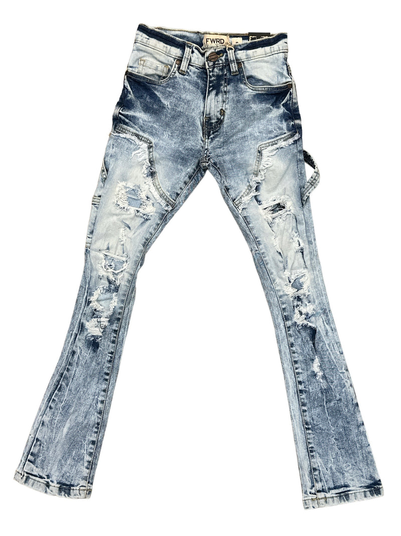 FWRD Kids 'Distressed Carpenter' Stacked Denim (Ice Blue) FW-33898K/LK - Fresh N Fitted Inc